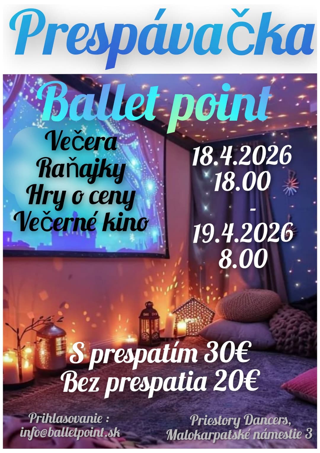 Plagát s informáciami o letnom tábore