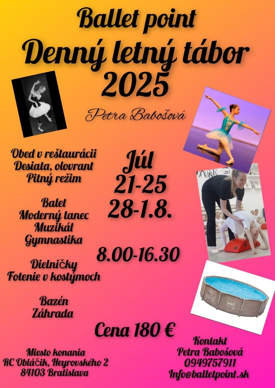 Plagát s informáciami o dennom letnom tábore 2025